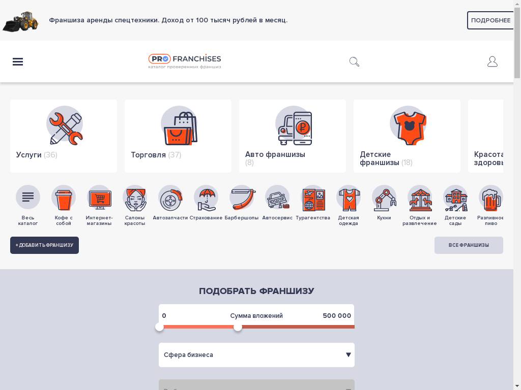 Каталог проверенных франшиз | ProFranchises